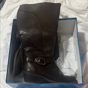 Easy Spirit Dark Brown Heeled Ladies Knee High Boots 6